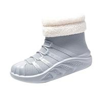 Bottes Hiver Unisexe Montantes Cheville, Tige Maille Style Chaussette, Col en Fausse Fourrure Chaud, Semelle Épaisse Antidérapante à Forte Adhérence, Chaussures Neige pour Marche, Ville, Outdoor Léger