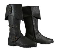 Bottes Homme Medievale Renaissance Mi-Mollet Botte Homme Viking Vintage de Carnaval Halloween Cosplay Spectacle Boots Rétro à Boucles Métalliques Bottines Bottes et Boots Simili Cuir Bottine Chaussure