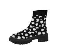 Bottes Imprimé pour Femmes, Bottines Femme avec Talon Large Bas, Bottes de Loisirs, Style Moto, Bout Rond Classique, Botte Western Tendance Chaussures Botte Décontractées à la Mode
