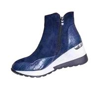 Bottes larges mollet grande taille chaussures simples talon bas ensemble pied bouche profonde grande taille chaussures femme larges mollet bottes d'équitation, bleu, 39.5 EU