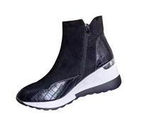 Bottes larges mollet grande taille chaussures simples talon bas ensemble pied bouche profonde grande taille chaussures femme larges mollet bottes d'équitation, Noir , 40 EU