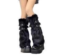 Bottes longues en fourrure pour femme avec boucle en fausse fourrure, jambières, manches de bottes, couvre-bottes, Jambières noires BL, taille unique