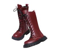 Bottes Longues Pour Enfants Bottines Fille élégant Botte à Lacets Enfant École à Lacets Avec Fermeture Éclair Bottine Montantes Élégantes pour Filles Bottes et Bottines Fille (02 Red, 32 Big Kids)