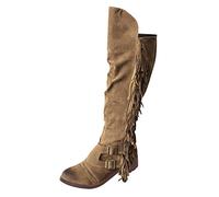 Bottes longues pour femme - Doublées chaudes et élégantes - Bottes au-dessus du genou - Bottes rétro avec talon - Bottes de neige - Bottes d'hiver - Bottes d'hiver - Bottes de neige - Fermeture éclair