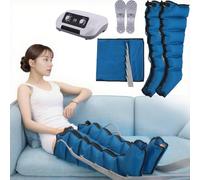 Bottes Masseur De Jambes À Compression D'air, Appareil Pressothérapie 6 Chambres, Drainage Lymphatique Complet Jambes, Ventre, Bras pour Circulation Sanguine (Bleu, 2jambes+taille)