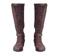 Bottes médiévales - Bottes Vintage pour Femmes pour Hommes - Longueur des Genoux Lacets UP Shoes - Renaissance Medieval Cosplay Boots Mid-Call Boots,Marron,44