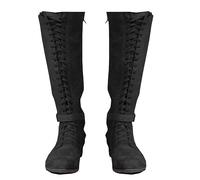Bottes médiévales - Bottes Vintage pour Femmes pour Hommes - Longueur des Genoux Lacets UP Shoes - Renaissance Medieval Cosplay Boots Mid-Call Boots,Noir,40
