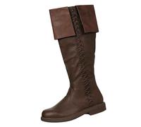 Bottes médiévales en cuir PU, bottines d'équitation courtes pour homme, chaussures en cuir, chaussures d'hiver vintage, chaussures de chevalier steampunk pour cosplay et hallwoon, marron, 47 EU