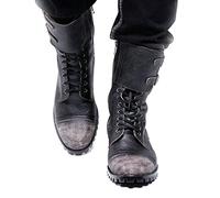 Bottes médiévales en cuir synthétique Steampunk - Bottes Renaissance Larp - Bottes d'équitation courtes pour homme - Bottes de cowboy occidental - Chaussures de festival LARP pour cosplay (43)