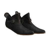Bottes médiévales pour homme et femme - Chaussures plates simples en cuir synthétique avec boucle de ceinture réglable - Bottes Renaissance Larp Boots Chaussures rétro en cuir pour homme et femme (38)