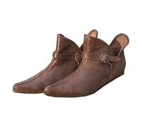 Bottes médiévales pour homme et femme - Chaussures plates simples en cuir synthétique avec boucle de ceinture réglable - Bottes Renaissance Larp Boots Chaussures rétro en cuir pour homme et femme (41)