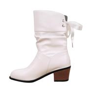 Bottes mi-hautes en cuir pour femme - Bottes western pour femme - Tige large - Chaussures traditionnelles à talon bloc - Bottes de cowboy - Bottes de chevalier classiques - Bottes courtes - Ethnique