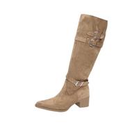 Bottes mi-hautes pour femme, aspect daim, talon bloc, boucle froncée | Bottes tendance aspect daim - Maintien stable - Combinables avec des jupes, des robes et des vêtements de tous les jours