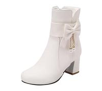 Bottes mi-Hautes pour Femme,Occidentales Hautes Botte Club Fête Escarpins Haute Décontracté Chaussures de Travail Semelle extérieure légère antidérapante d'extérieur en Coton Pais