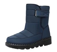 Bottes mi-mollet chaudes pour femme Coupe large - Bottines décontractées à bout rond de couleur unie - Bottes de randonnée imperméables confortables avec doublure en peluche - Bottes d'hiver basiques