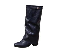 Bottes Mi-Mollet Femme en Simili Cuir, Effet Froncé Souple, Automne Hiver | L’effet froncé apporte du relief à la tige; ce modèle complète jean, robe ou jupe au quotidien pendant l’automne-hiver.