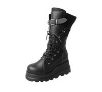 Bottes Mi-Mollet Femme en Simili Cuir, Style Cavalier Chic, Bride à Boucle | Le style cavalier structure une tenue quotidienne; cette botte femme complète robe, jean ou jupe durant l’automne-hiver.