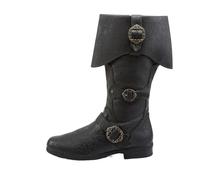 Bottes mi-mollet homme style médiéval avec fermeture éclair latérale et boucle ajustable pour un confort optimal en toute saison lors de vos promenades extérieures décontractées (Black, 44)