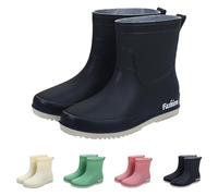 Bottes mi-mollet larges pour femme - Bottes de marche en caoutchouc pour homme - Bottes de pluie antidérapantes confortables pour le jardin - Bottes d'extérieur en caoutchouc isolées, Noir , 38