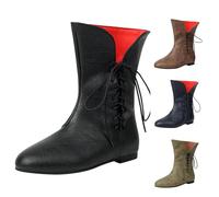 Bottes mi-mollet larges pour homme style western rétro à lacets Chaussures plates à talon bas Chaussures de marche confortables Chaussures de marche décontractées légères Bottines de cowgirl Cowboy