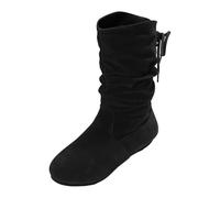 Bottes mi-mollet mollet pour femme - Antidérapantes - Bout rond - Confortables - Chaussures décontractées avec cordon de serrage - Pour l'extérieur - Automne/hiver - Usage quotidien, Noir , 40.5 EU