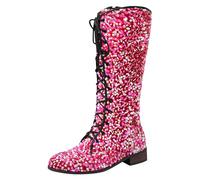 Bottes mi-mollet pour femmes nouveau modèle tendance avec décoration à paillettes rétro lacets élégants talons épais et chaussures confortables à talons bas pour un style quotidien raffiné