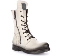 Bottes militaires en cuir blanc cassé et noir pour femmes - Replay Evy 37