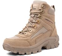 Bottes Militaires Tactiques en Cuir Suédé pour Hommes Bottes De Randonnée Résistantes à L’Usure Bottes De Combat dans Le Désert Camping en Plein Air Formation Chaus, Khaki B22, 10.5 UK