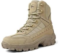 Bottes Militaires Tactiques en Cuir Suédé pour Hommes Bottes De Randonnée Résistantes à L’Usure Bottes De Combat dans Le Désert Camping en Plein Air Formation Chaus, Khaki B21, 6.5 UK