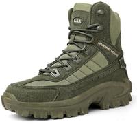 Bottes Militaires Tactiques en Cuir Suédé pour Hommes Bottes De Randonnée Résistantes à L’Usure Bottes De Combat dans Le Désert Camping en Plein Air Formation Chaus, Green B21, 6.5 UK