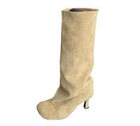Bottes molles mi-mollet pour femme, bottes à talons aiguilles, bottes d'équitation de campagne décontractées avec semelle antidérapante, chaussures de marche d'extérieur pour les soirées
