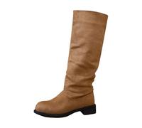 Bottes molles mi-mollet pour femme - Fermeture éclair latérale - En daim - Automne - Hiver - Printemps - Talon bas - Chaussures décontractées, bleu, 38.5 EU