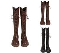 Bottes montantes à lacets pour filles - Bottes d'équitation pour enfants - Chaudes Y2K - Hip Hop Punk Gothique - Style décontracté - Chaussures de danse à bout rond pour Noël, festival, carnaval, fête