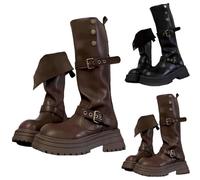 Bottes montantes à lacets pour filles - Bottes d'équitation pour enfants - Chaudes Y2K - Hip Hop Punk Gothique - Style décontracté - Chaussures de danse à bout rond pour Noël, festival, carnaval, fête