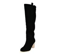 Bottes montantes au dessus du genou, doublées élégantes avec talon fin, bottes en daim pour femme, bottes hautes légères, bottines hautes au genou, bottes de marche confortables, bottes de marche