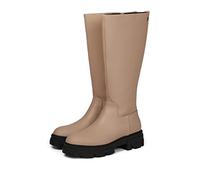 Bottes montantes beige effet gommé et semelle track pour femme brossard