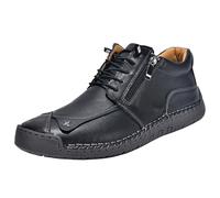 Bottes montantes décontractées pour homme en daim avec fermeture éclair latérale, chaussures de marche confortables, Noir , 42 2/3 EU
