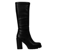 Bottes montantes noires à bout rond à semelle track et talon haut pour femme weidingen