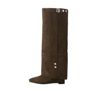 Bottes montantes pour femme - Bottes montantes - Avec talon bloc - Bottes de transition élégantes - Bottes médiévales - Bottes rétro pour femme, café, 39 EU