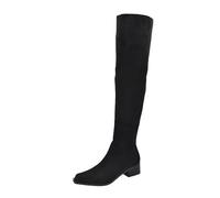 Bottes montantes pour femme - Bout pointu - Talon moyen - En daim - Design à volants - Talon épais - Fermeture éclair latérale - Bottines tendance pour fête, travail, rendez-vous galant, automne et