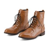 Bottes Motardes à Lacets pour Femmes à Bout Rond et Talon Bloc Bas | Bottes de combat Oxford plates courtes moto pour automne pour jean, robes, journées en ville, bureau, w nd et voyage