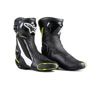 Alpinestars SMX Plus v2 Bottes de moto, noir-blanc-jaune, taille 41 pour homme