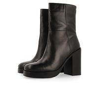 Bottes moyennes en peau de couleur noire avec talon large et semelle compensée pour femme andoya