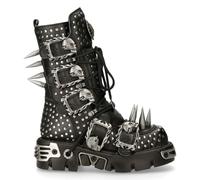 Bottes New Rock 1535-S1 Unisexe Métallique Noire En Cuir Gothique Studded Spike