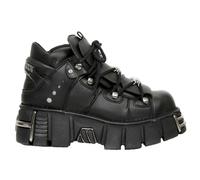 Bottes New Rock M-106-VS1 Unisexe Métallique Noir Cuir Vegan Gothique Punk Rock
