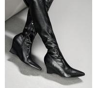 Bottes noires stretch skinny à talons pointus avec fermeture éclair latérale, bottes hautes au-dessus du genou pour femmes, sexy, mode avant-garde, boîte de nuit, rue, super longues EUR36,EUR37,EUR38,