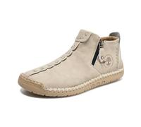 Bottes Orthopédiques en Cuir À Enfiler pour Hommes, Mocassins Décontractés Imperméables Et Respirants Faits La Main avec Fermeture Éclair Latérale(Beige,43 EU)