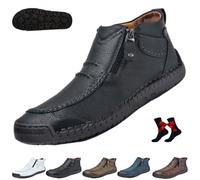 Bottes orthopédiques en cuir pour homme - Fabriquées à la main - En cuir de qualité supérieure - Soutien de la voûte plantaire - Bottes de conduite Les premières jeunes chaussures, Noir , 44 EU