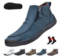 Bottes orthopédiques en cuir pour homme - Fabriquées à la main - En cuir de qualité supérieure - Soutien de la voûte plantaire - Bottes de conduite Les premières jeunes chaussures, bleu, 44 EU