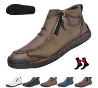 Bottes orthopédiques en cuir pour homme - Fabriquées à la main - En cuir de qualité supérieure - Soutien de la voûte plantaire - Bottes de conduite Les premières jeunes chaussures, kaki, 44 EU